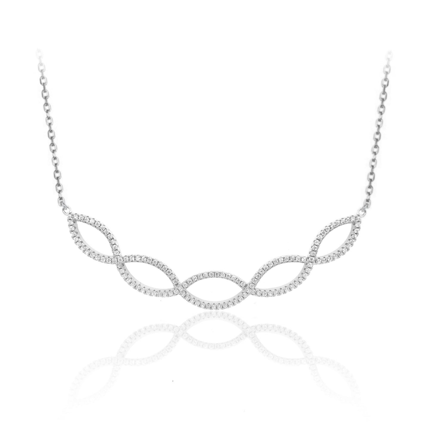 Sterling Silver Micro Pave Twisted Bar Necklace - HK Jewels