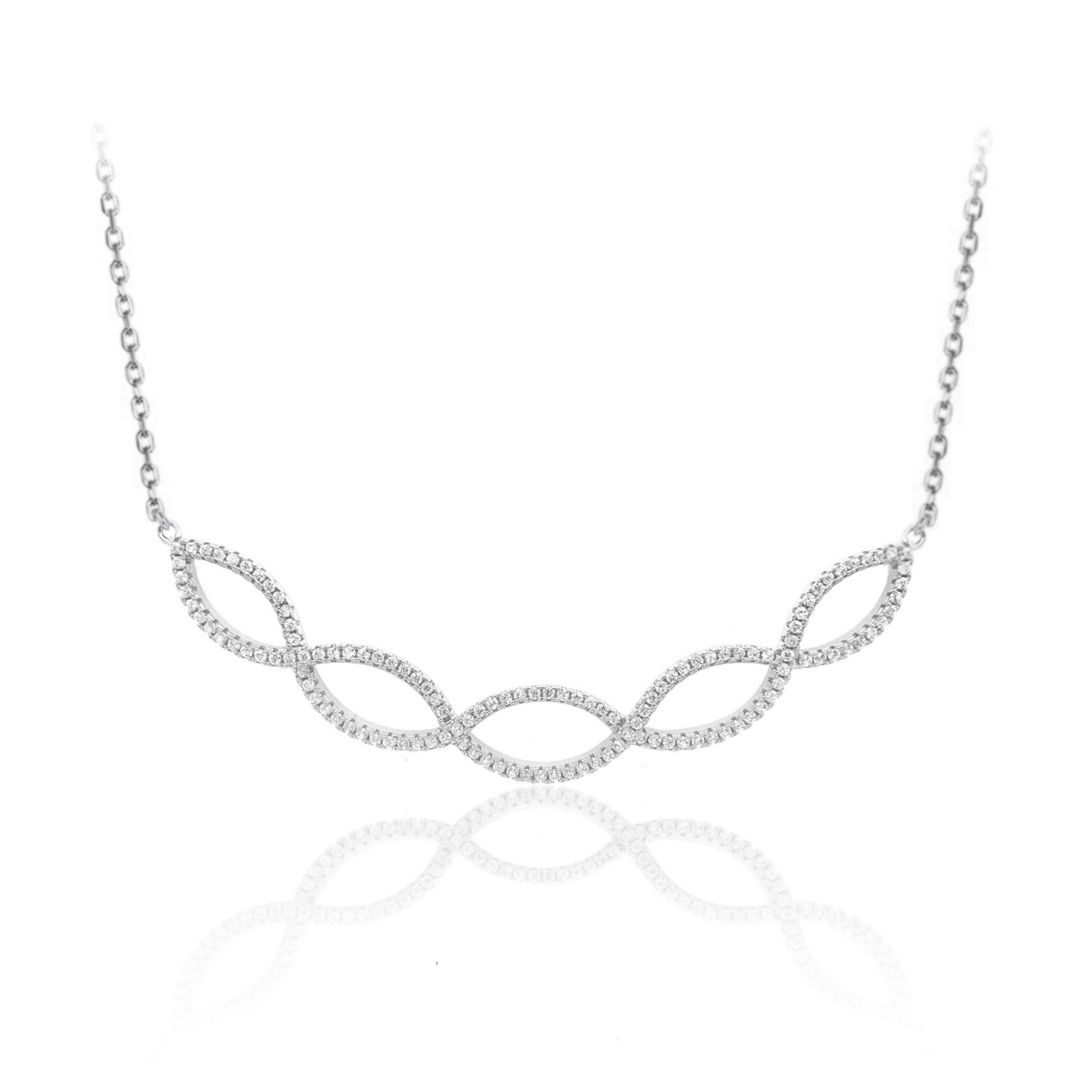 Sterling Silver Micro Pave Twisted Bar Necklace - HK Jewels