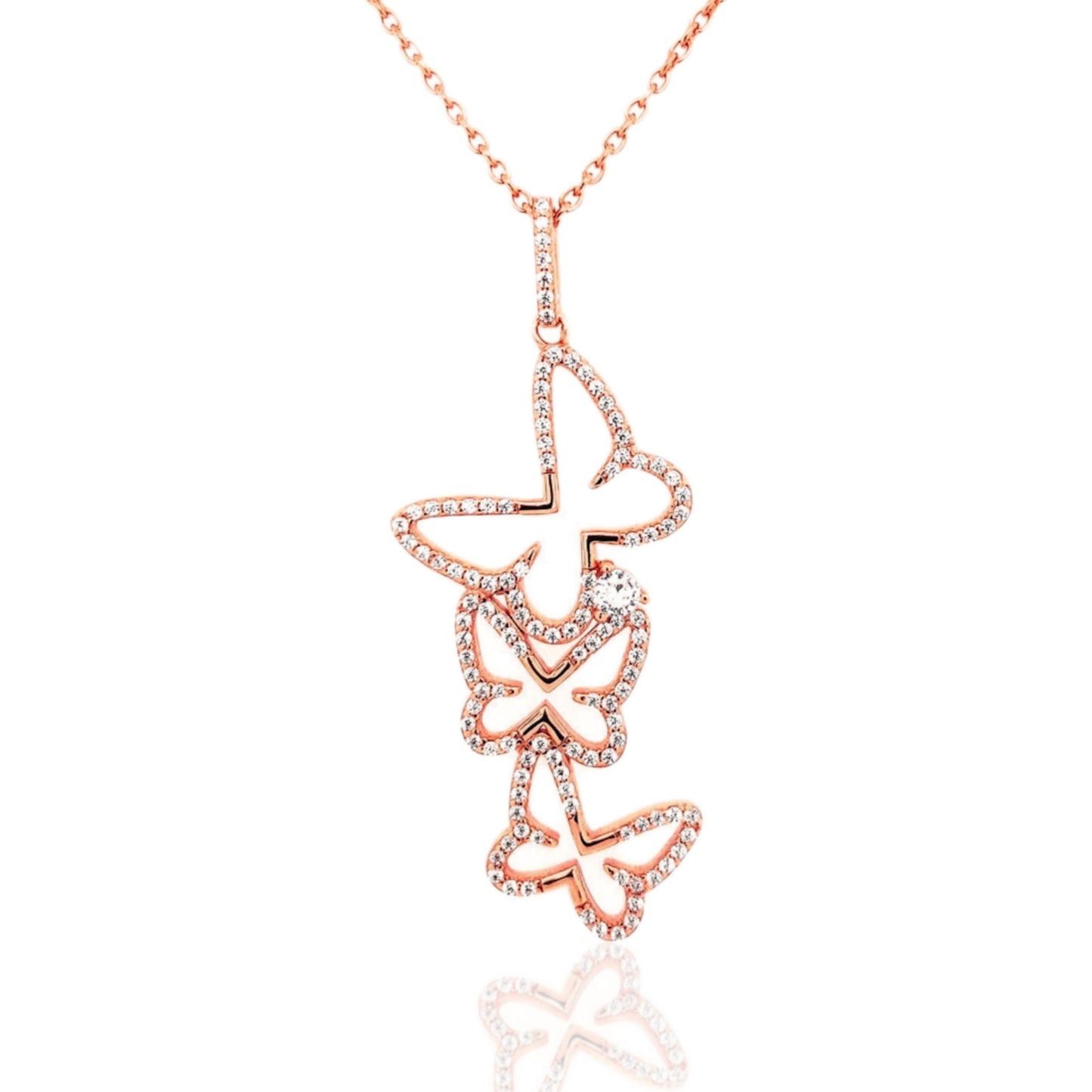 Sterling Silver Cascading CZ Butterfly Pendant - HK Jewels
