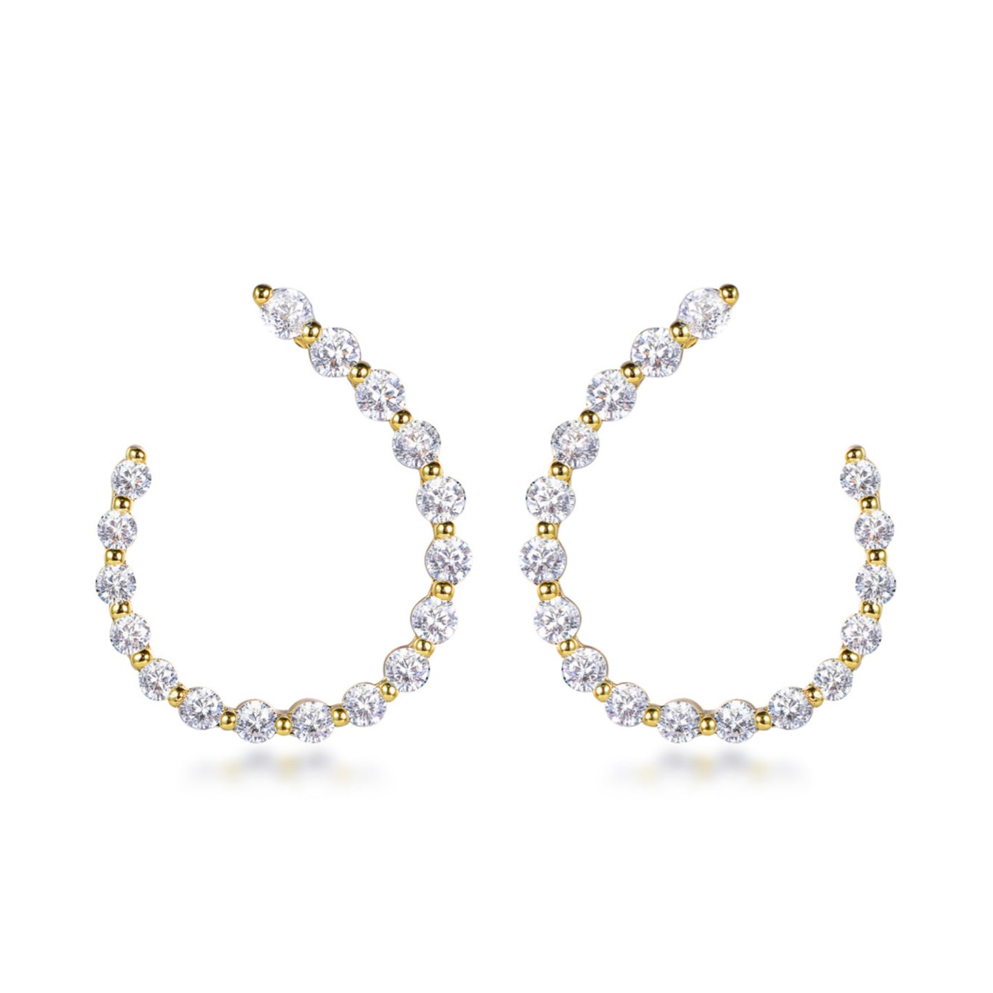 Sterling Silver CZ Front Back Earring - HK Jewels