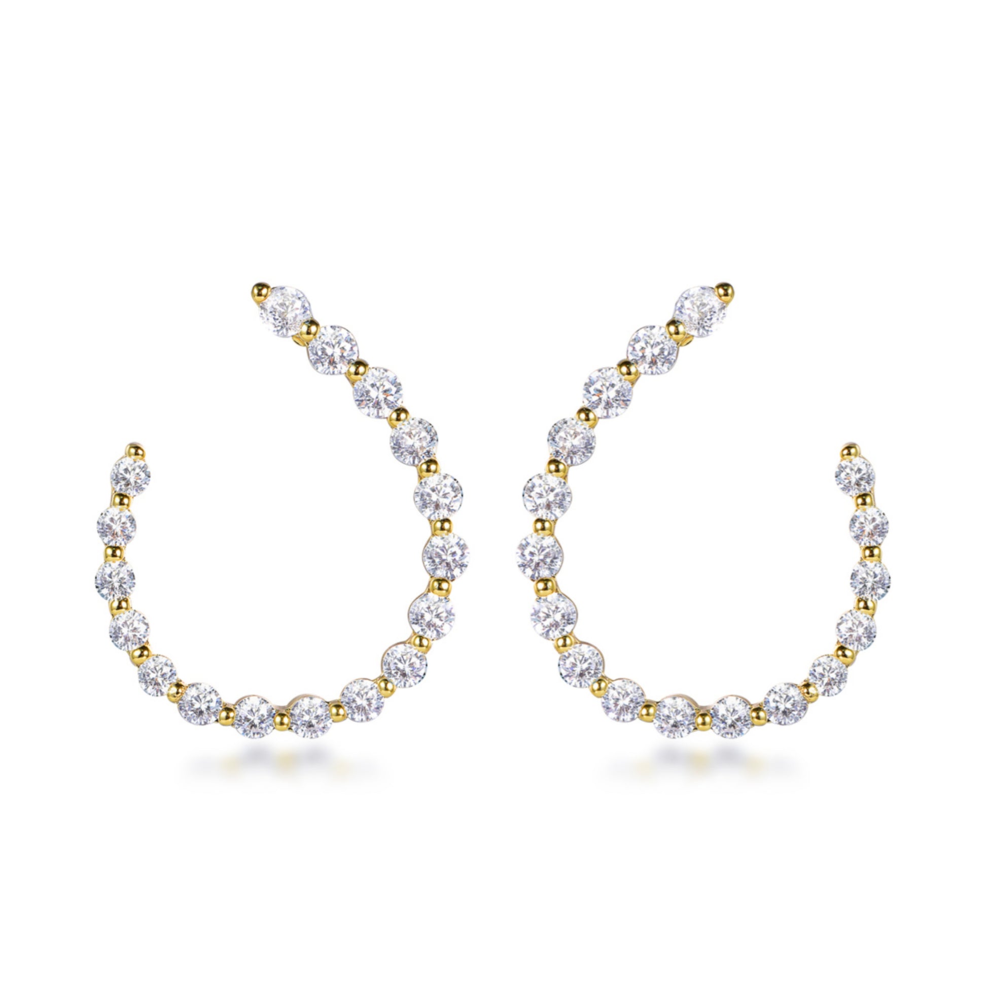 Sterling Silver CZ Front Back Earring - HK Jewels