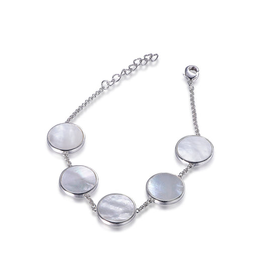 Sterling Silver 5 Circles Mother of Pearl Bracelet - HK Jewels