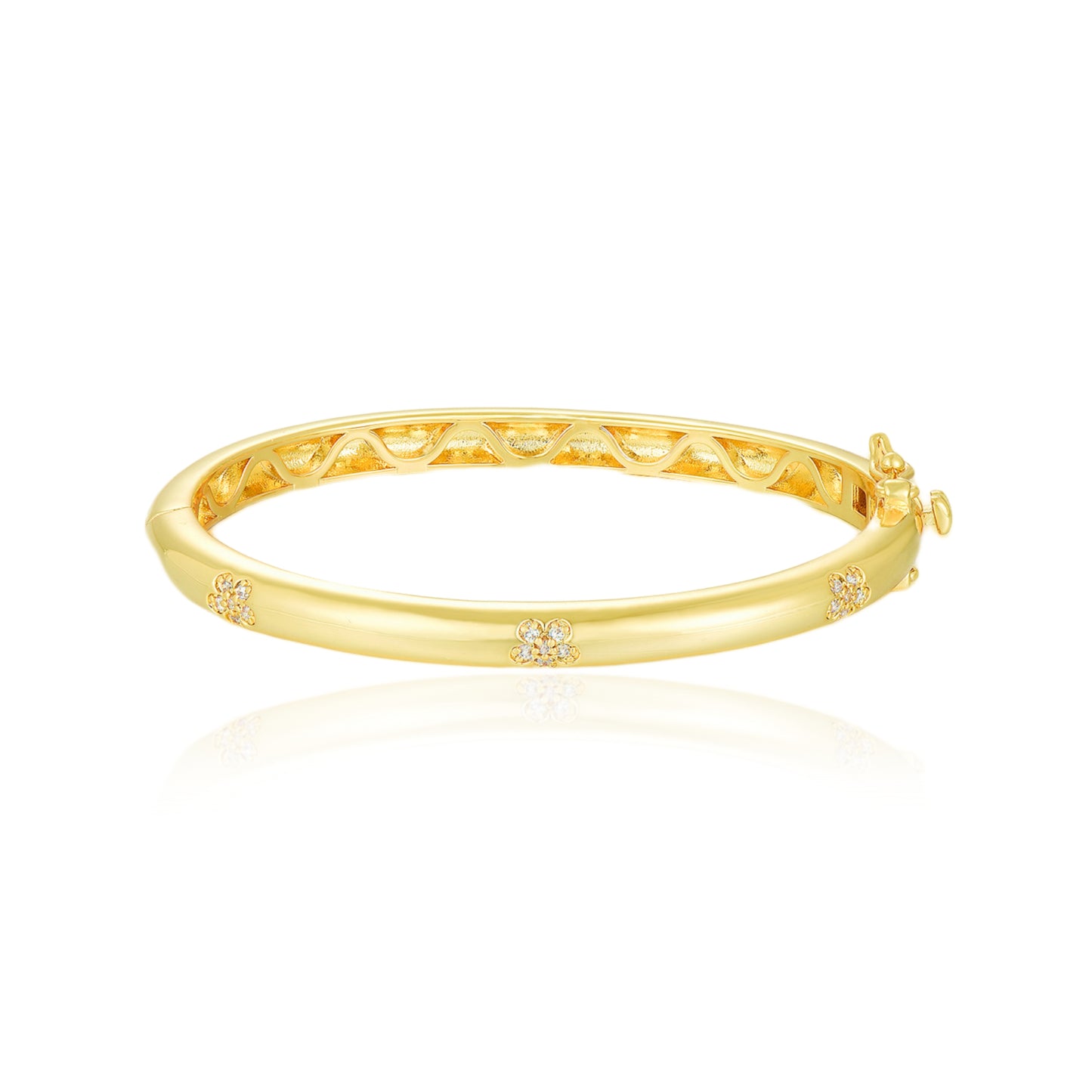 Gold Plated CZ Heart, Flower, Or Butterfly Kids' Bangle - HK Jewels