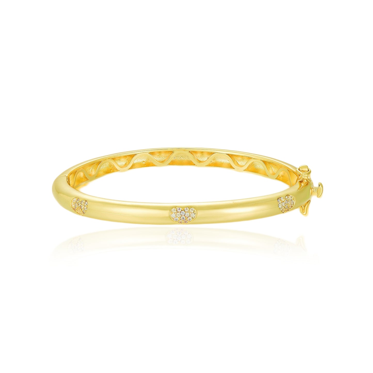 Gold Plated CZ Heart, Flower, Or Butterfly Kids' Bangle - HK Jewels