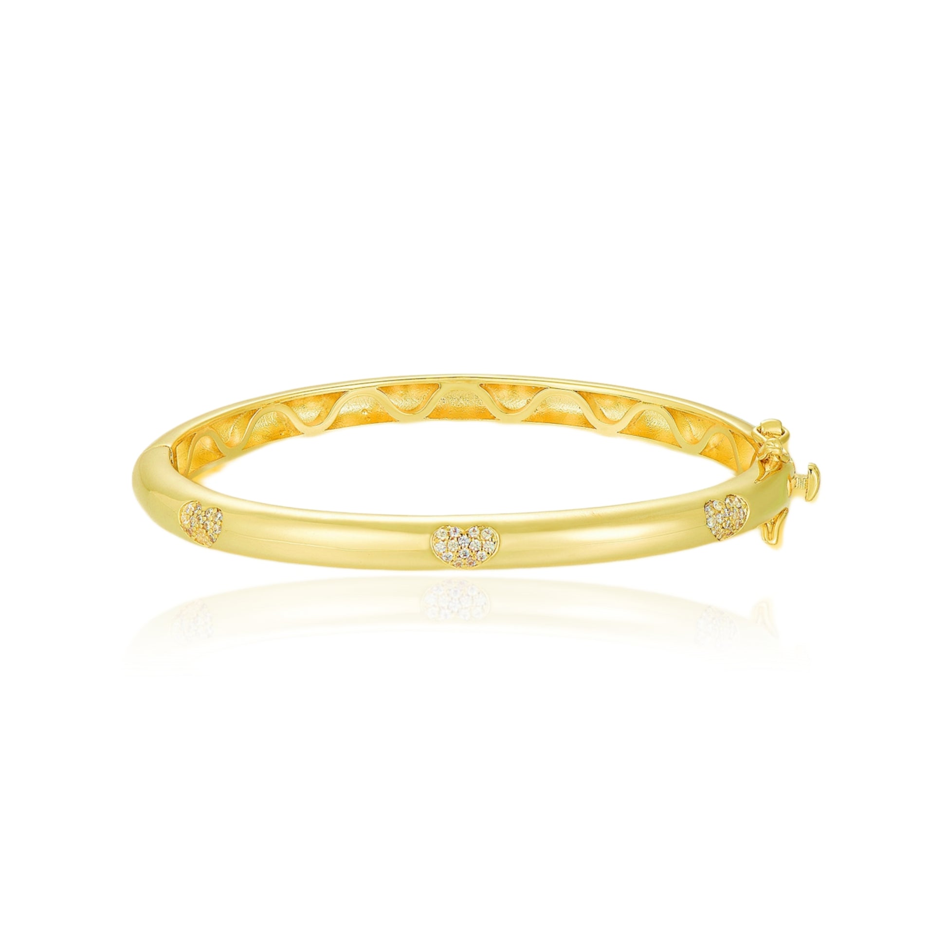 Gold Plated CZ Heart, Flower, Or Butterfly Kids' Bangle - HK Jewels
