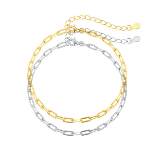 Gold Plated Sterling Silver Paperclip Bracelet - HK Jewels