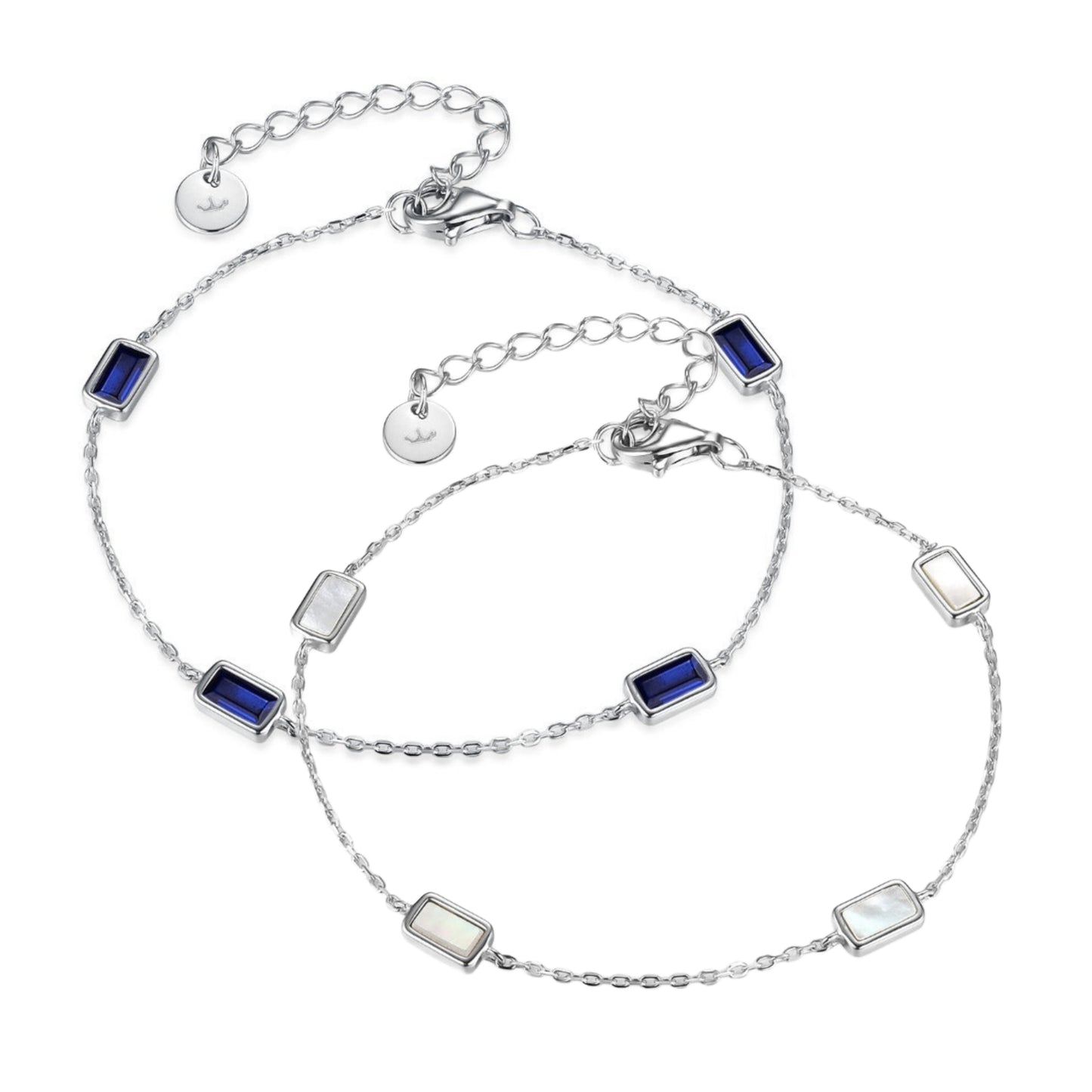 Sterling Silver Micropave CZ Rectangular Stone Station Bracelet - HK Jewels