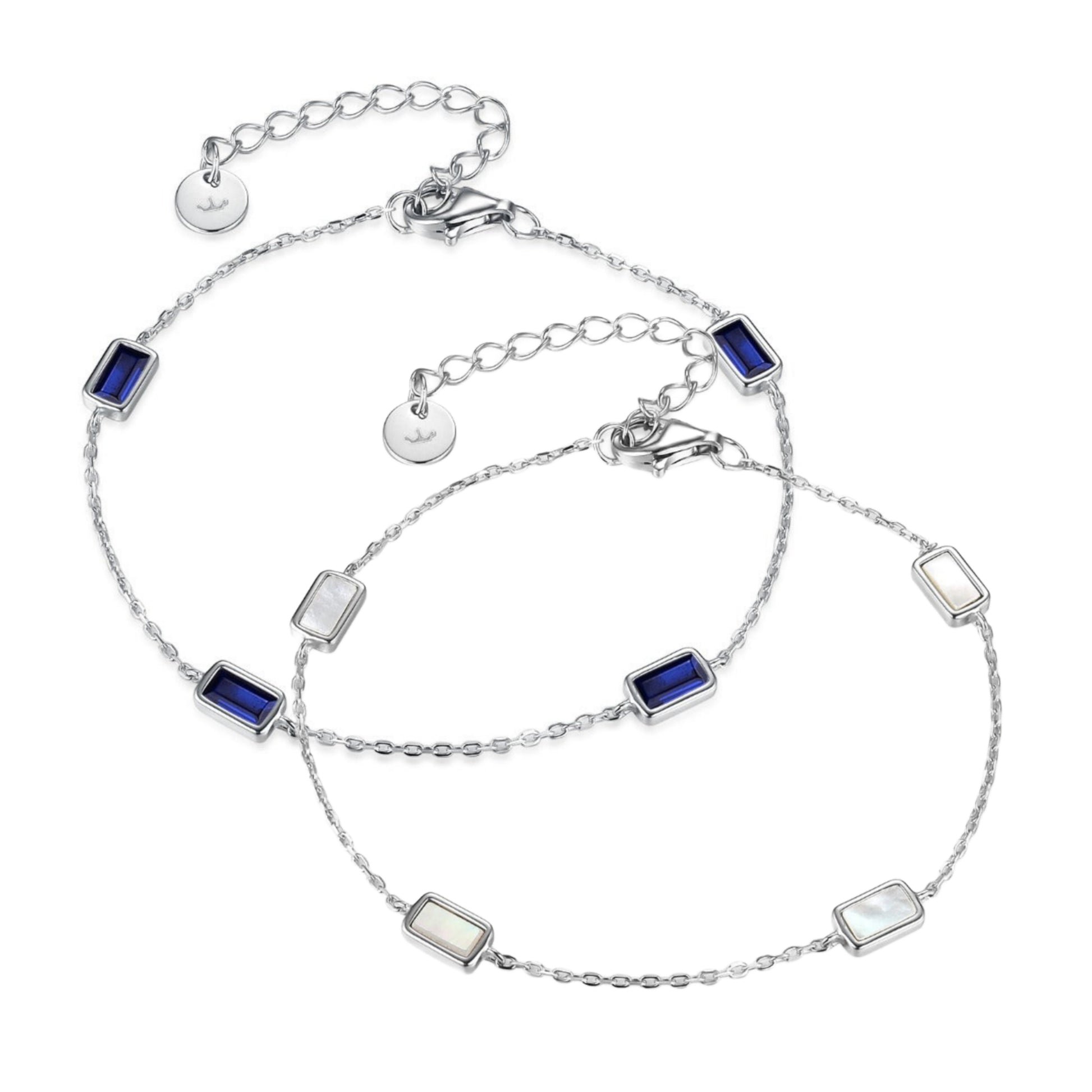Sterling Silver Micropave CZ Rectangular Stone Station Bracelet - HK Jewels