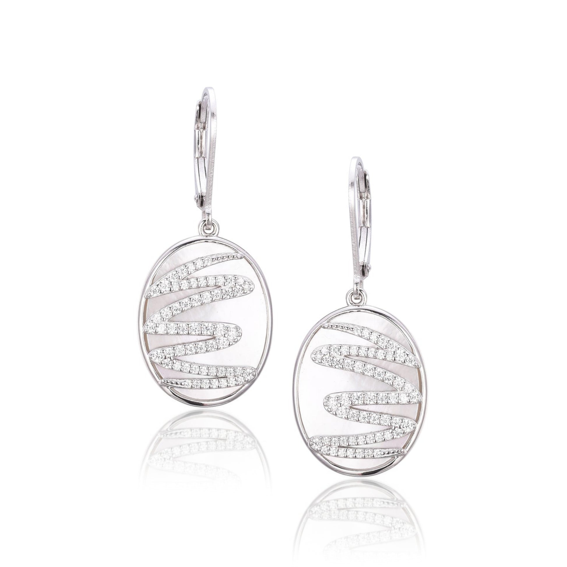 Sterling Silver Mother of Pearl With Squiggle Earring - HK Jewels