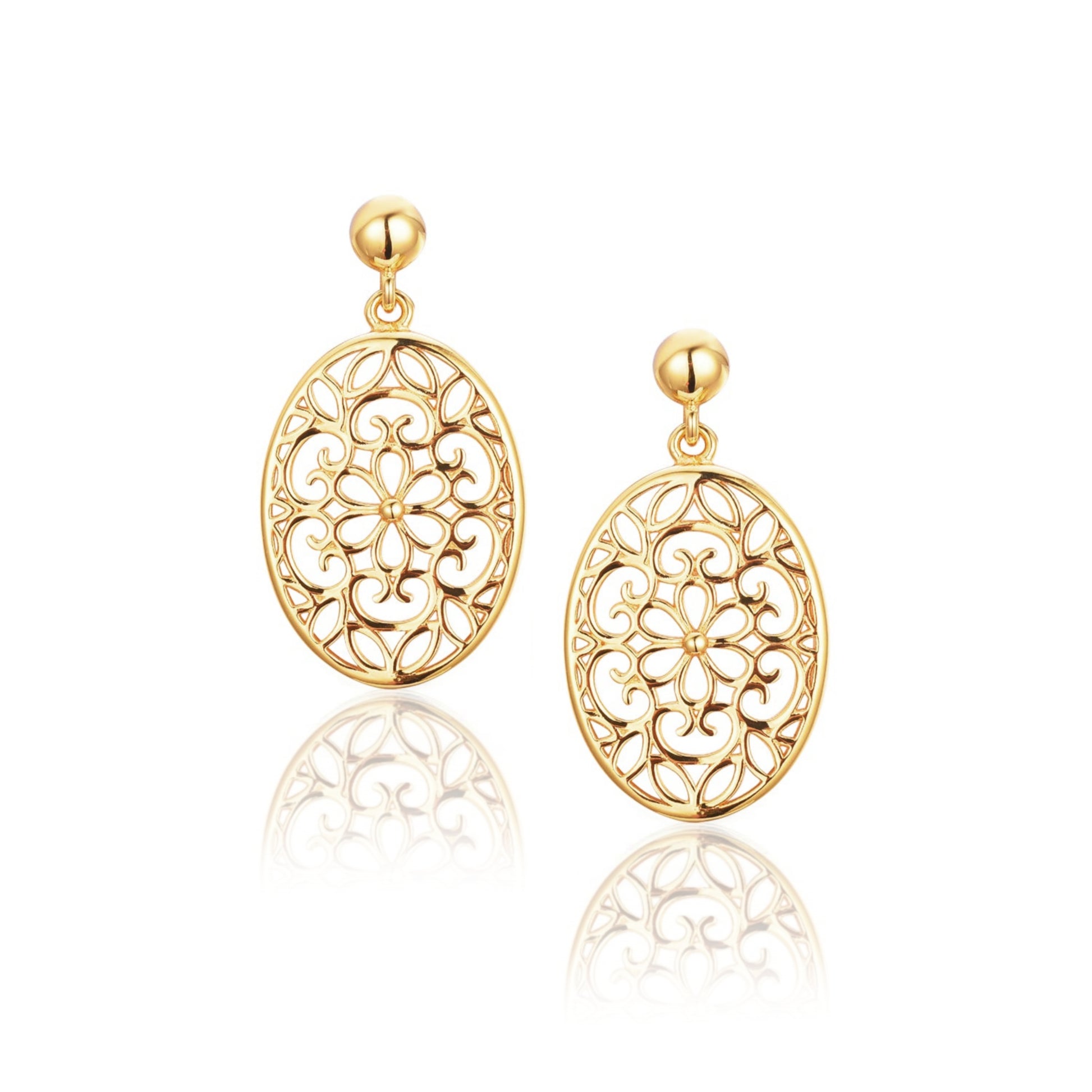 Sterling Silver Mother of Pearl Gold Overlay Earring - HK Jewels