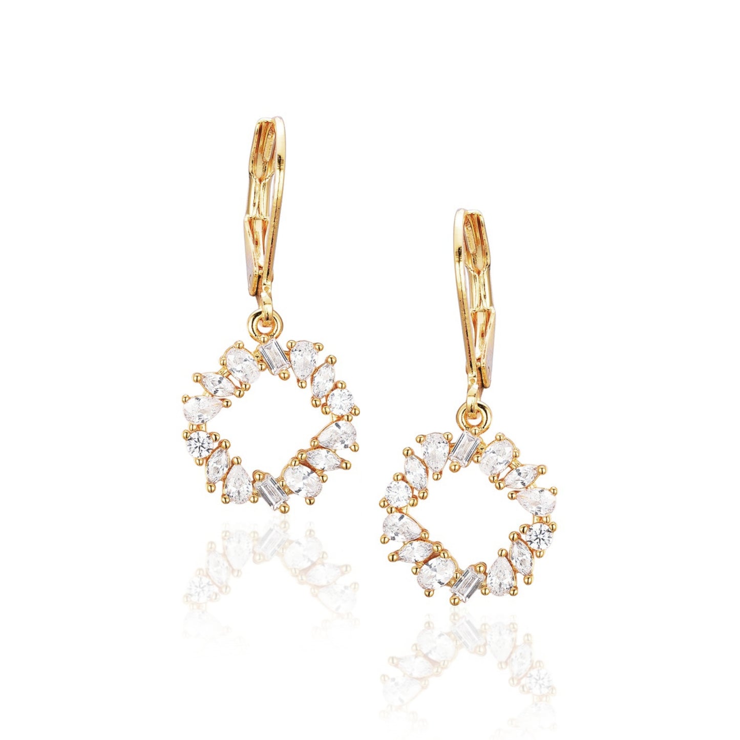 Gold Plated Surgical Steel Circle of CZ Earrings - HK Jewels