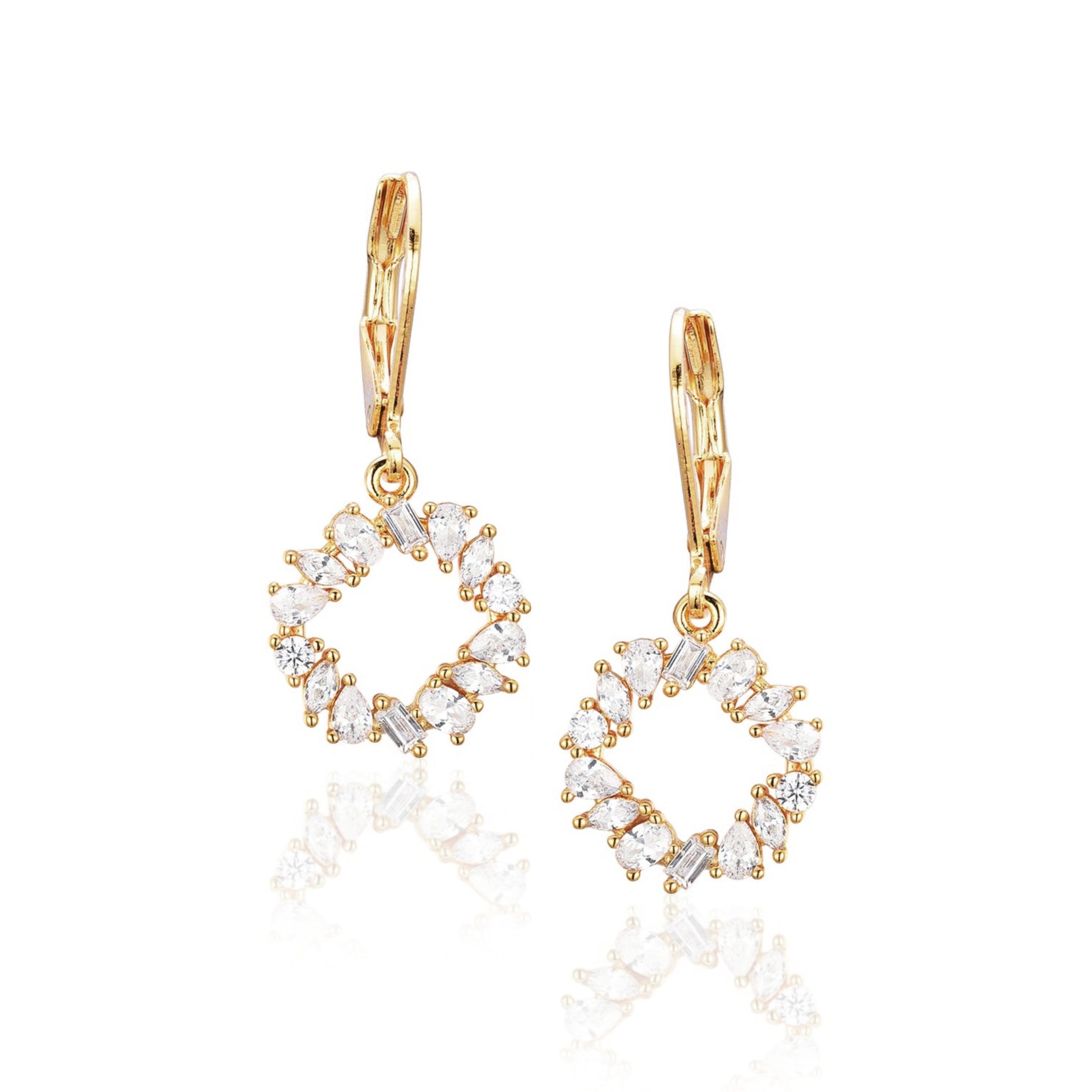 Gold Plated Surgical Steel Circle of CZ Earrings - HK Jewels