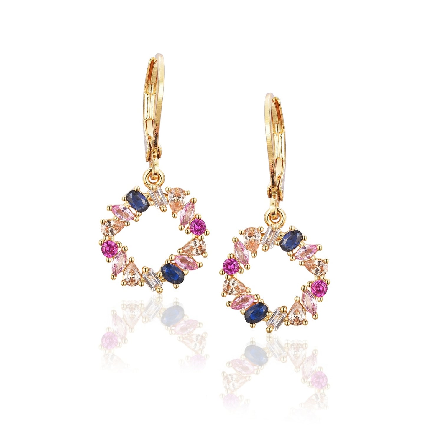 Gold Plated Surgical Steel Circle of CZ Earrings - HK Jewels