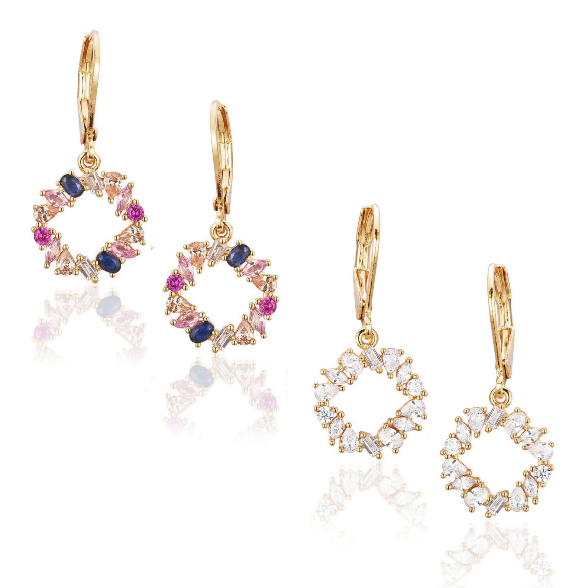 Gold Plated Surgical Steel Circle of CZ Earrings - HK Jewels