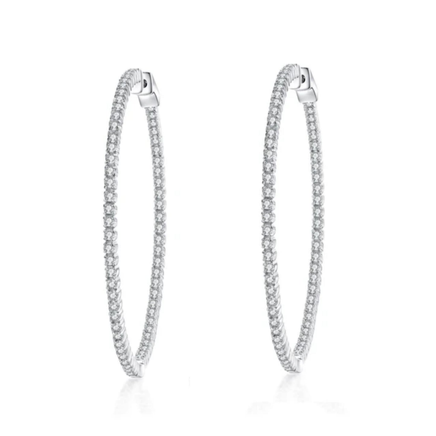 50mm Round CZ Hoop Earrings - HK Jewels