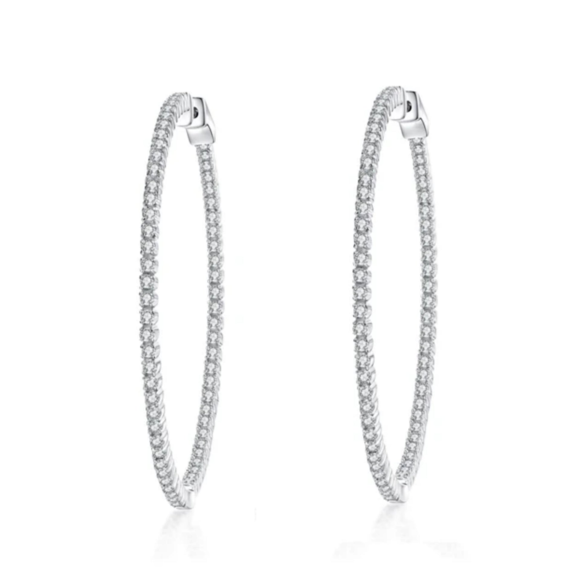 50mm Round CZ Hoop Earrings - HK Jewels