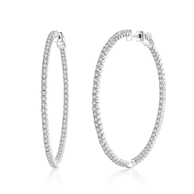 50mm Round CZ Hoop Earrings - HK Jewels