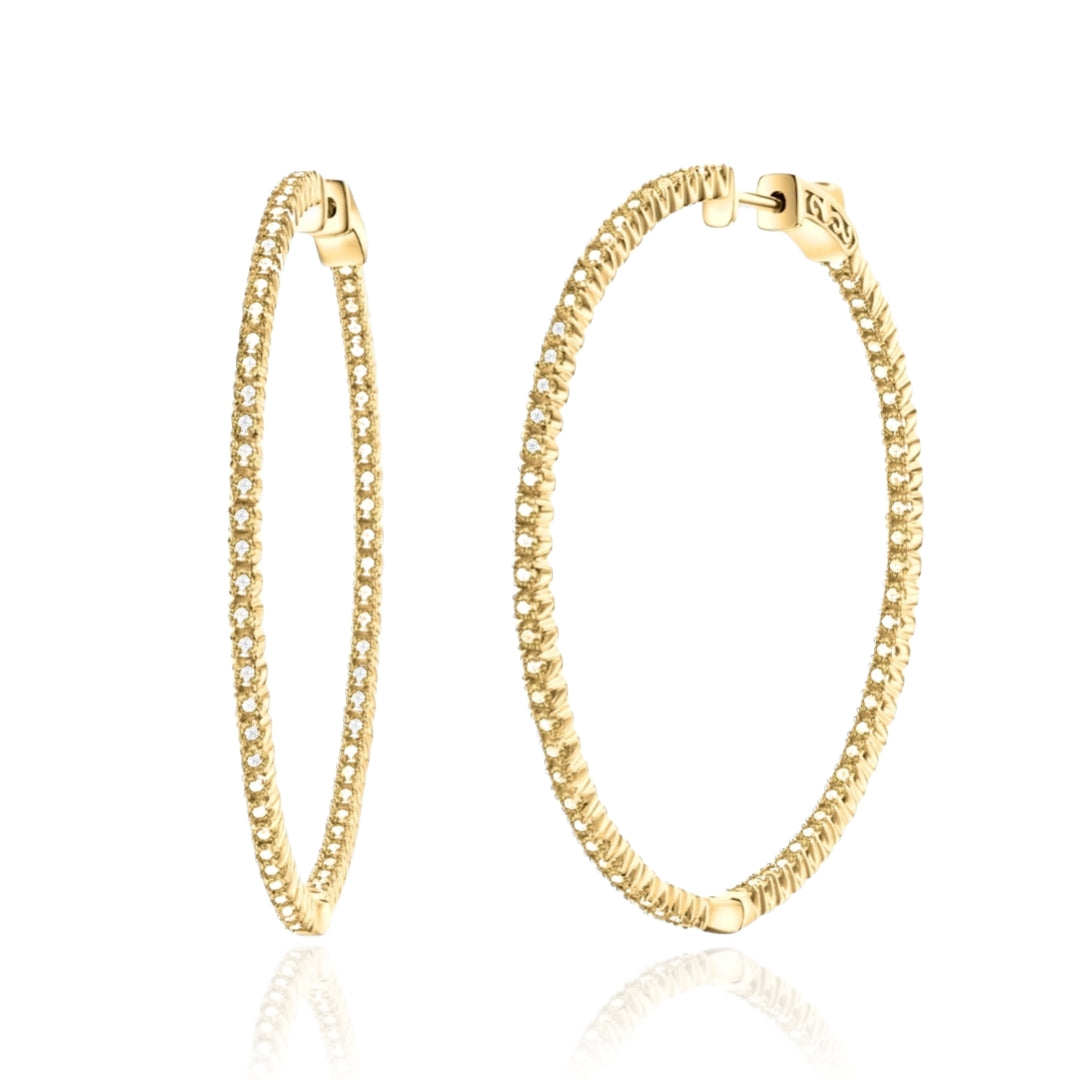 50mm Round CZ Hoop Earrings - HK Jewels
