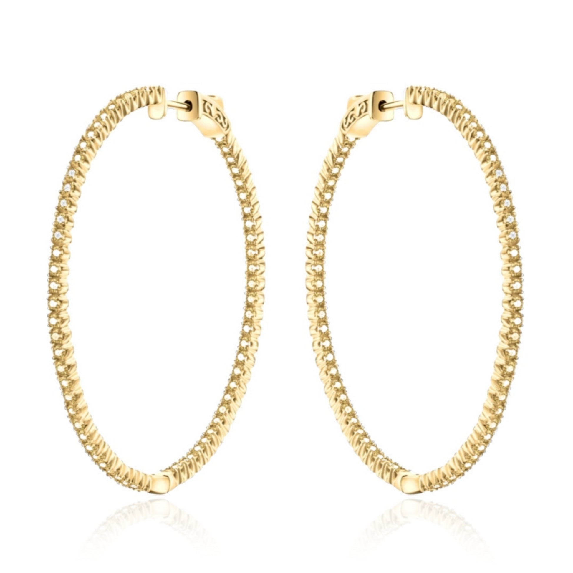 50mm Round CZ Hoop Earrings - HK Jewels