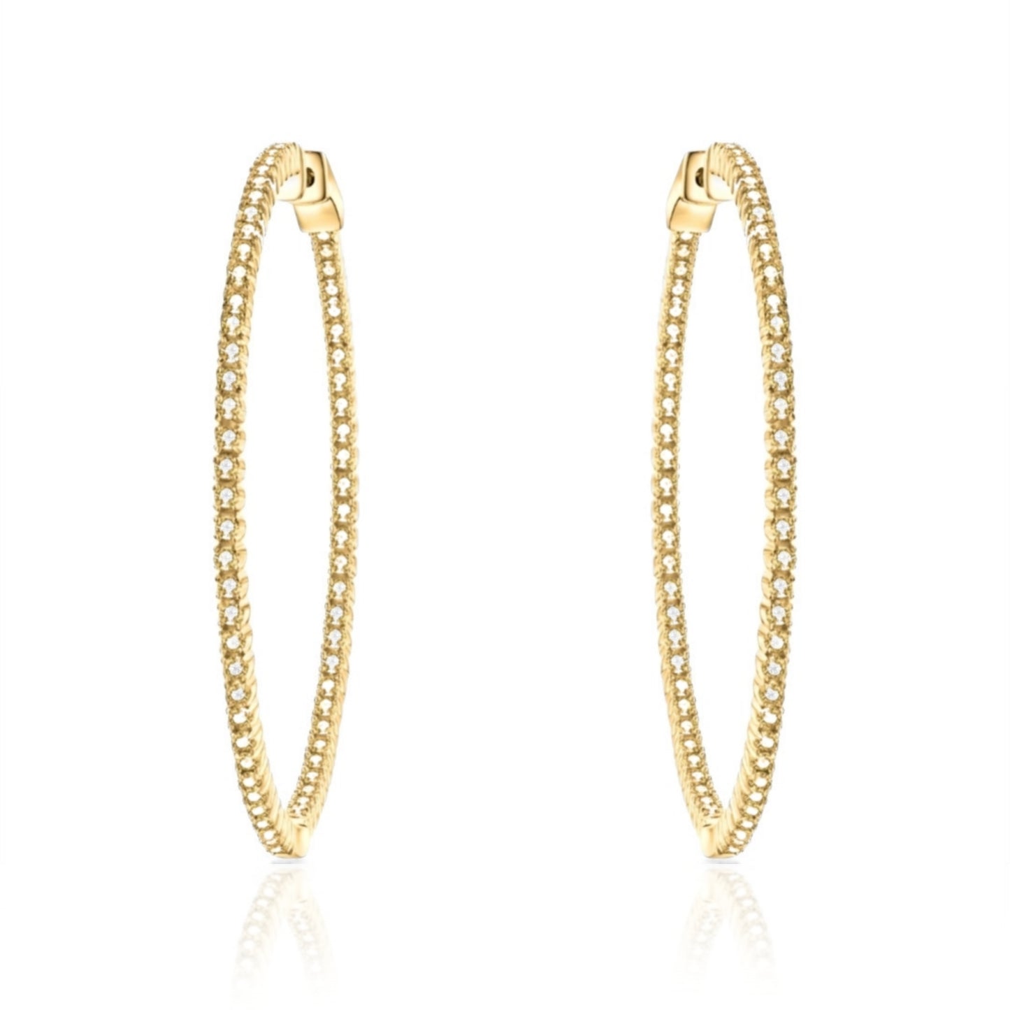 50mm Round CZ Hoop Earrings - HK Jewels