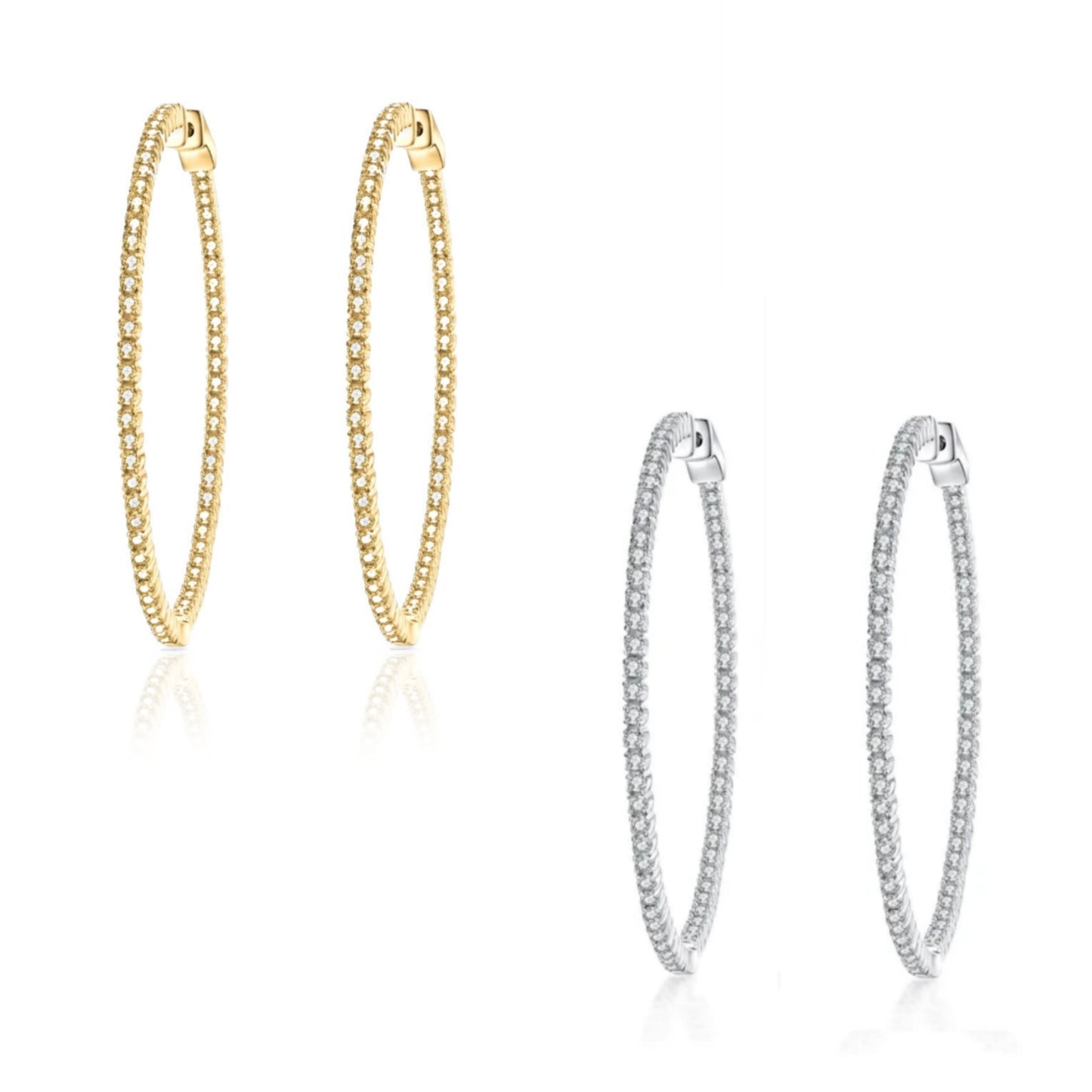 50mm Round CZ Hoop Earrings - HK Jewels