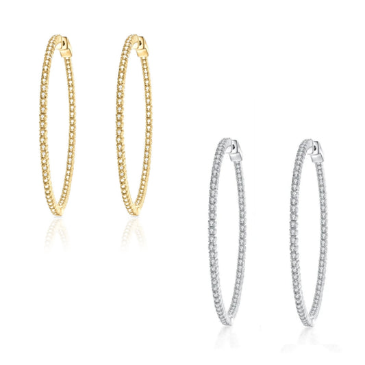 50mm Round CZ Hoop Earrings - HK Jewels