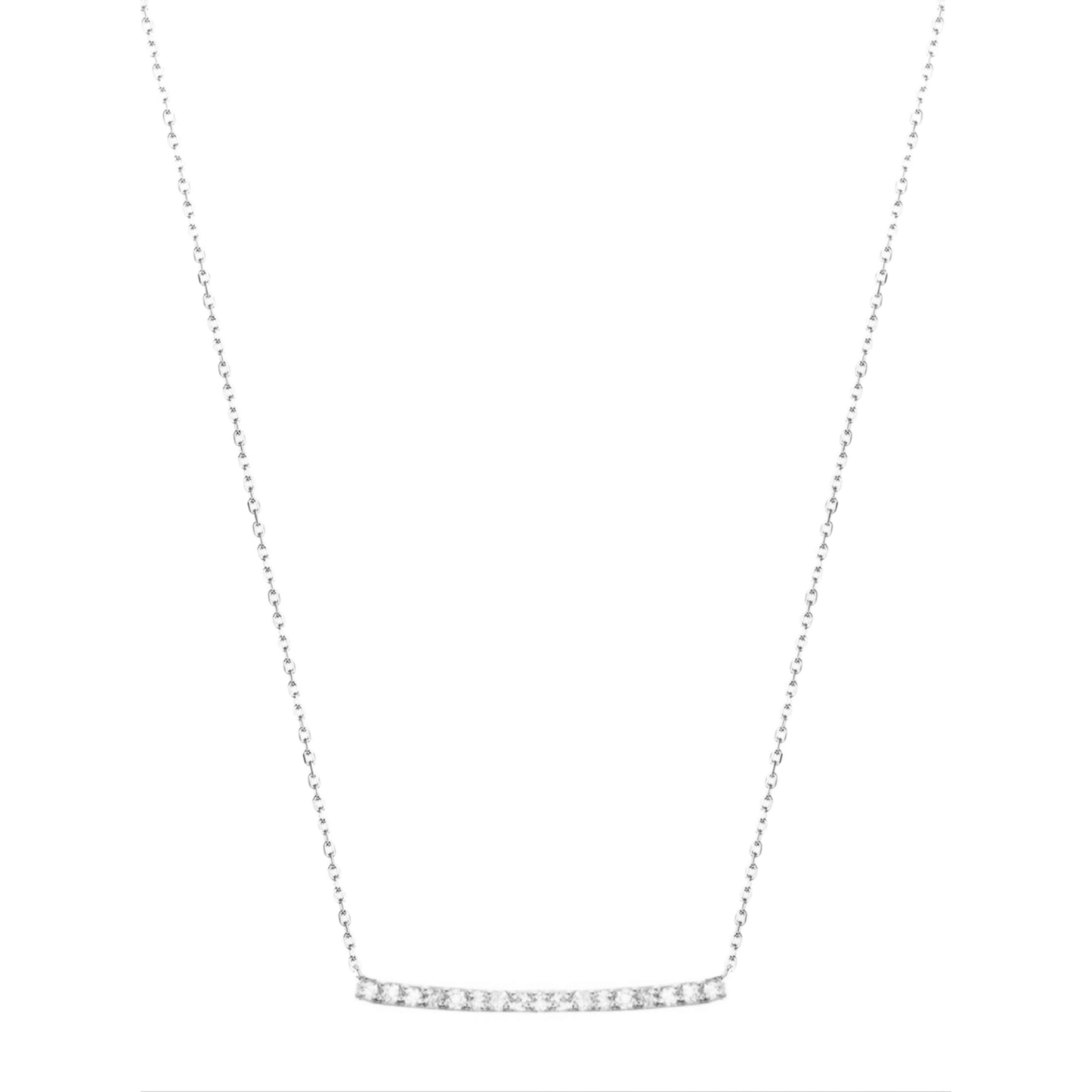 Sterling Silver Sapphire and Clear CZ Bar Necklace - HK Jewels