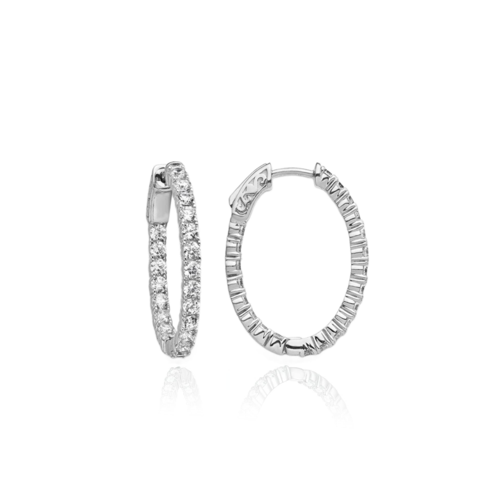 Surgical Steel Small Oval CZ Hoop - HK Jewels