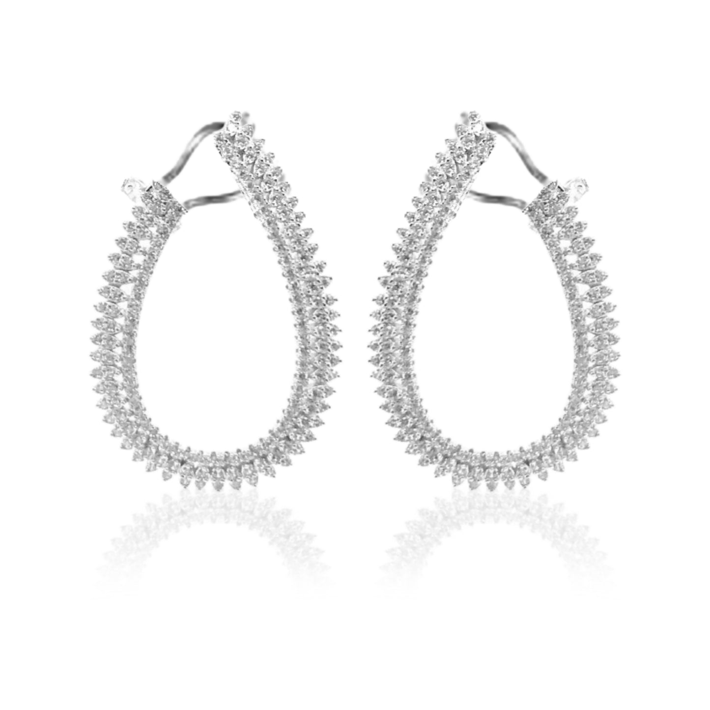 Sterling Silver Micro Pave Teardrop Loop Earrings - HK Jewels