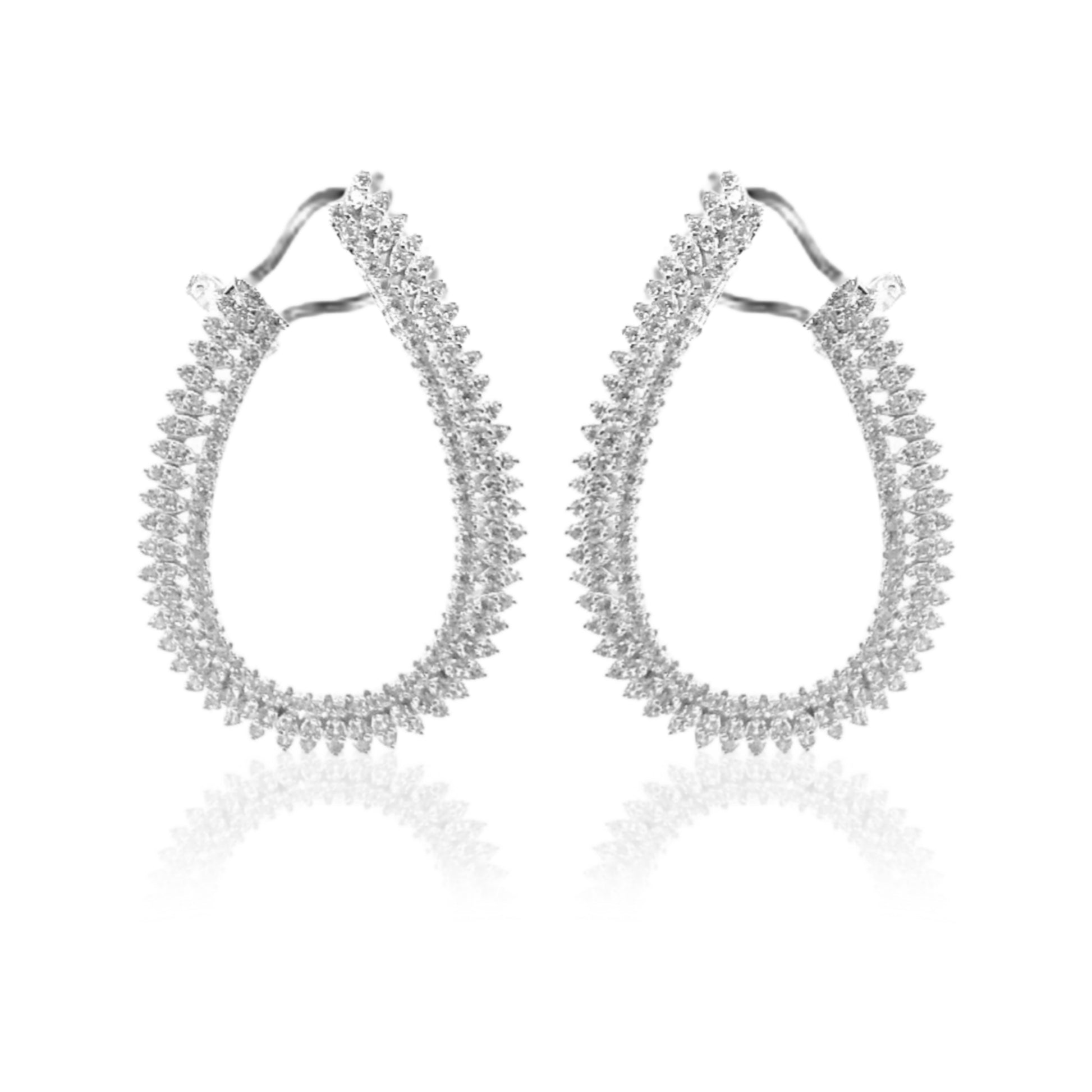 Sterling Silver Micro Pave Teardrop Loop Earrings - HK Jewels