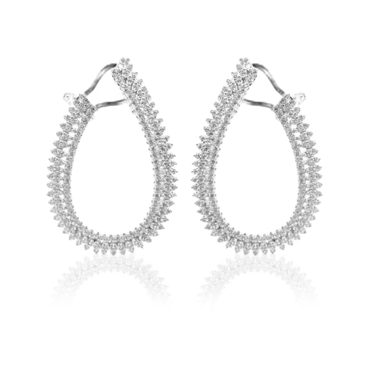Sterling Silver Micro Pave Teardrop Loop Earrings - HK Jewels