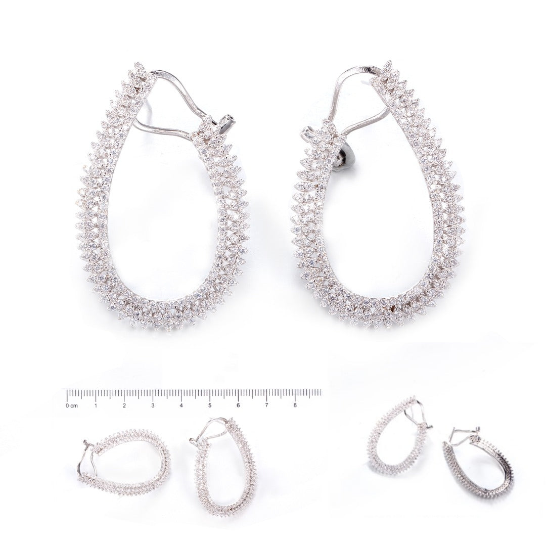 Sterling Silver Micro Pave Teardrop Loop Earrings - HK Jewels