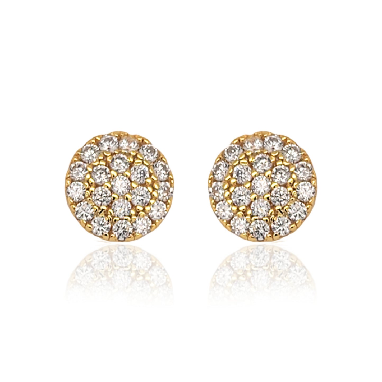 Sterling Silver Round Micropave Stud Earrings - HK Jewels