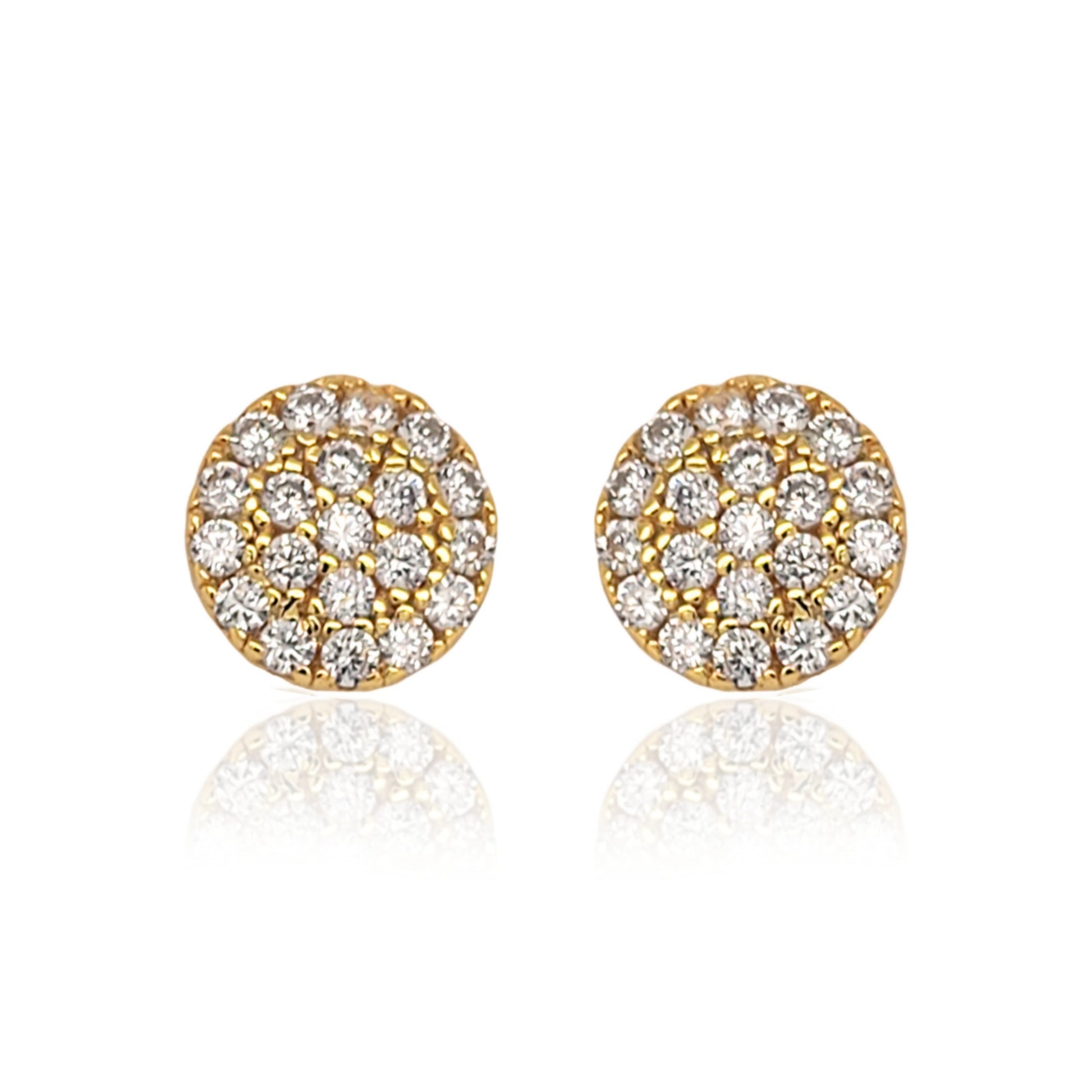 Sterling Silver Round Micropave Stud Earrings - HK Jewels