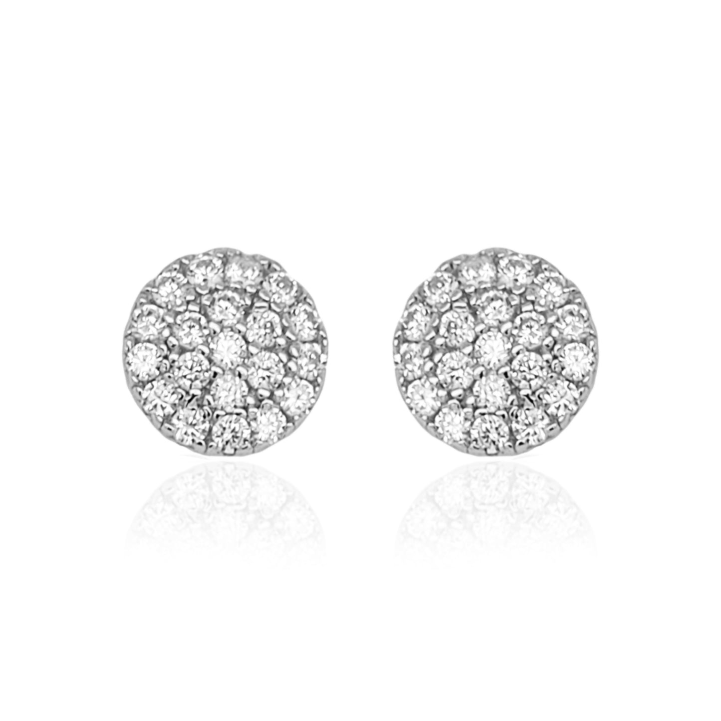 Sterling Silver Round Micropave Stud Earrings - HK Jewels