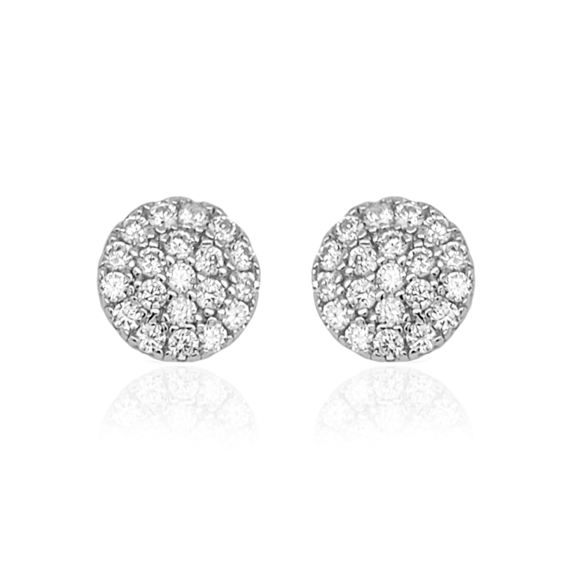 Sterling Silver Round Micropave Stud Earrings - HK Jewels