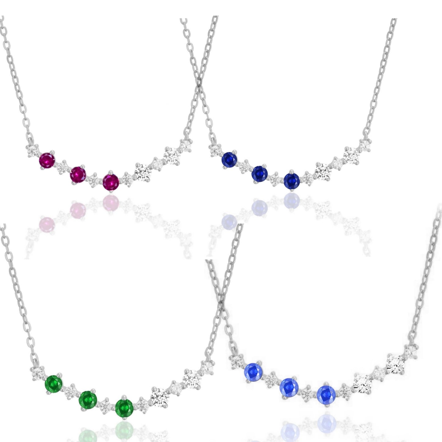 Sterling Silver Colorful Rounded Bar Necklace - HK Jewels