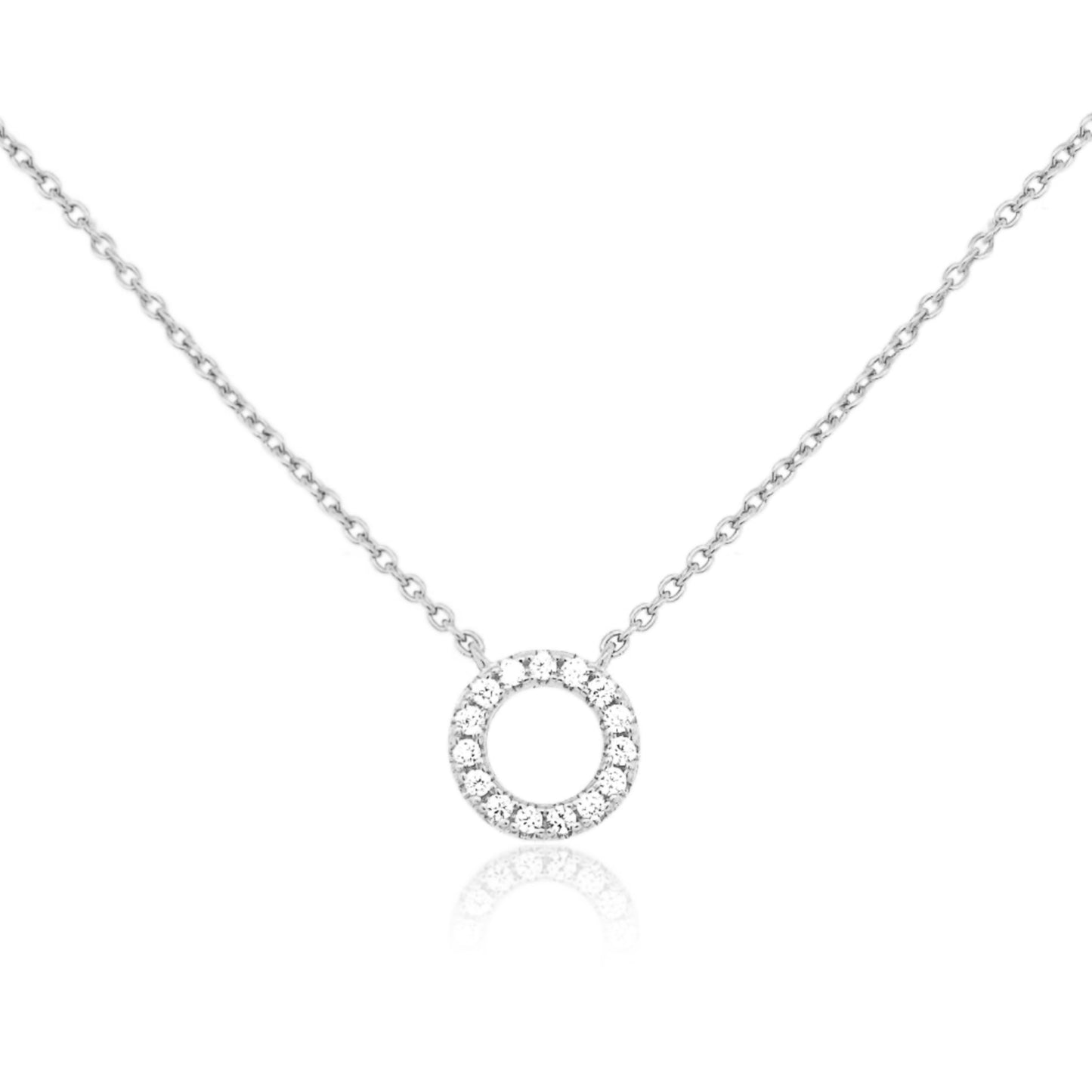 Sterling Silver Small CZ Circle Necklace - HK Jewels