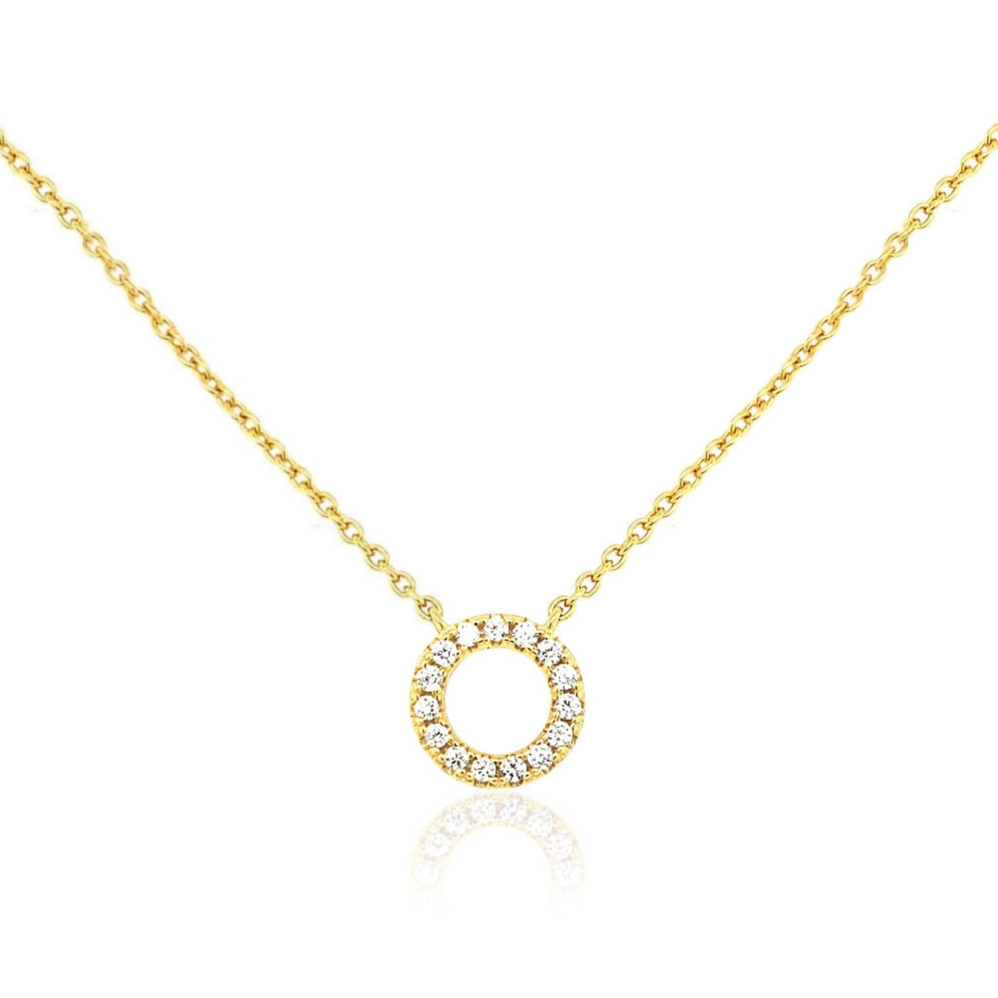 Sterling Silver Small CZ Circle Necklace - HK Jewels