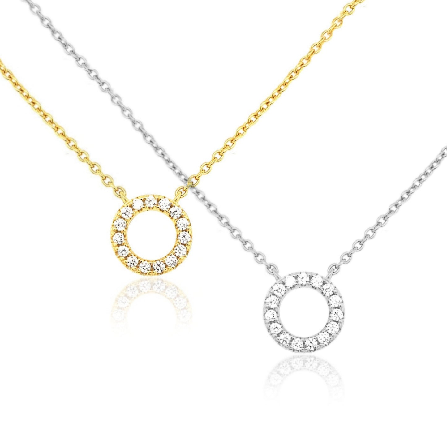 Sterling Silver Small CZ Circle Necklace - HK Jewels