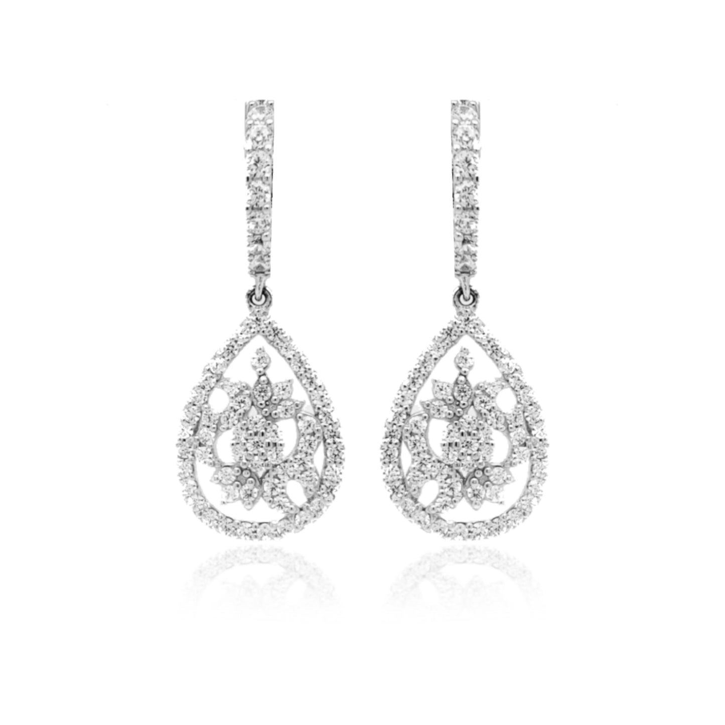 Sterling Silver CZ Teardrop Earrings - HK Jewels