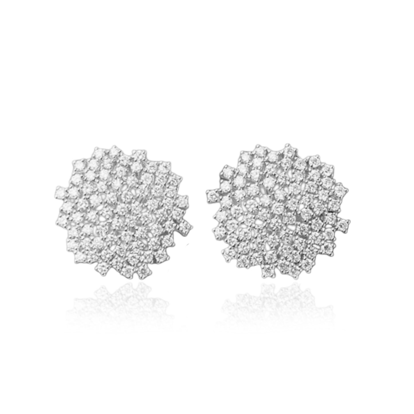 Sterling Silver Sprinkled CZ Round Earring