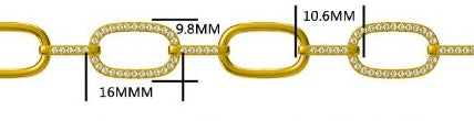 Rhodium or Gold-Plated Sterling Silver Micropave CZ Oval Link Bracelet