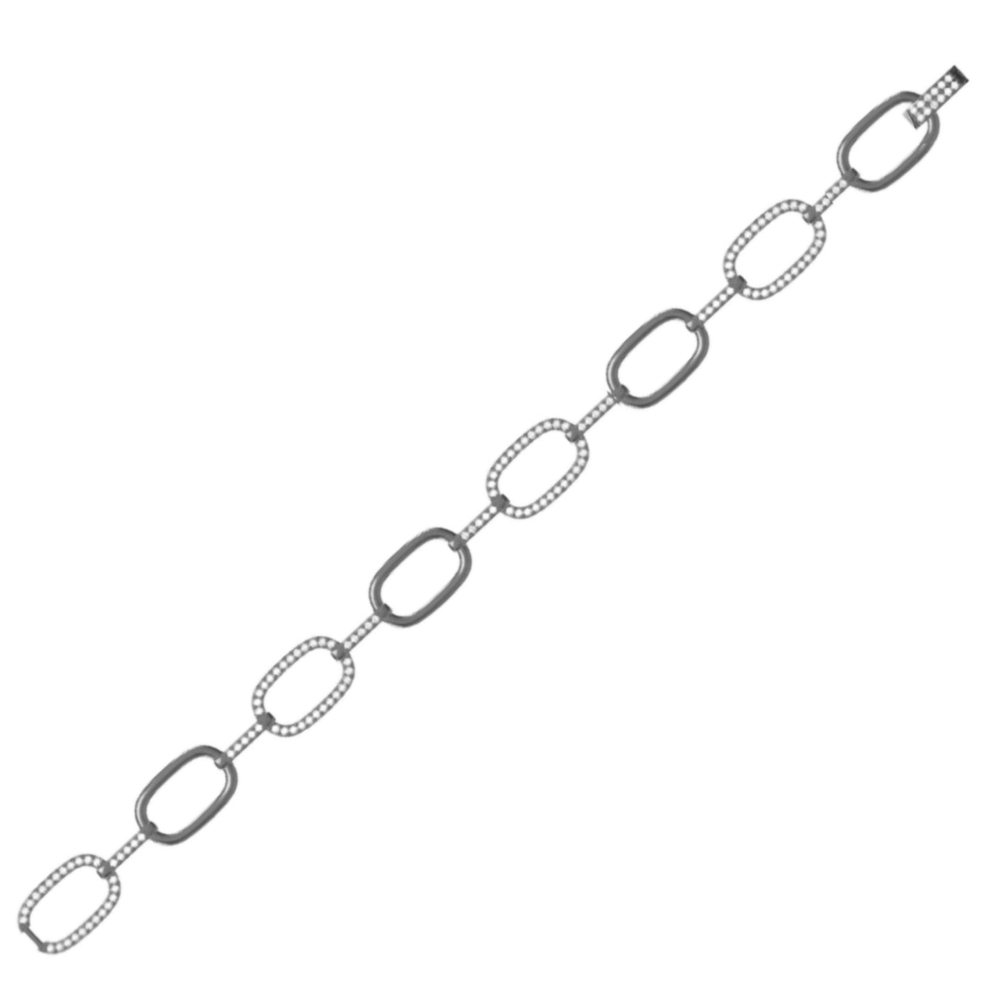 Rhodium or Gold-Plated Sterling Silver Micropave CZ Oval Link Bracelet