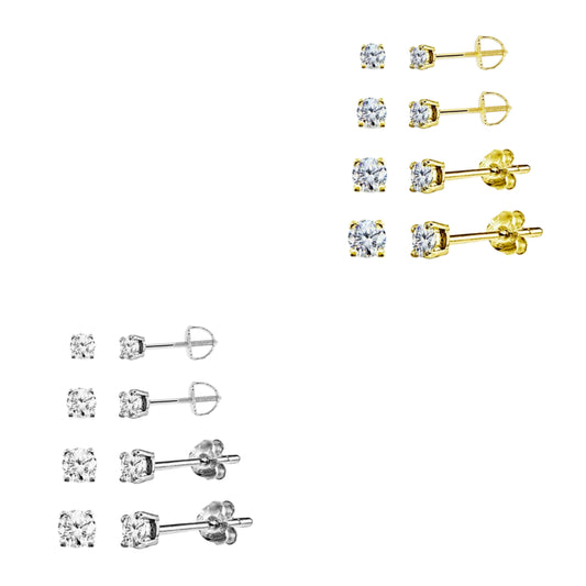 Surgical Steel CZ Stud Earrings - Hypoallergenic for Kids & Adults