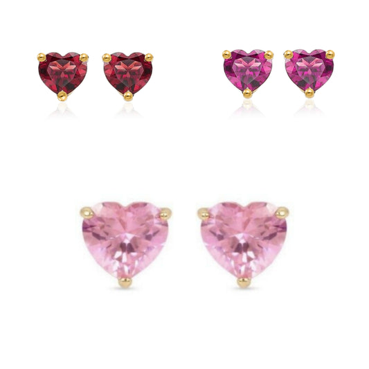 Gold Plated Surgical Steel CZ Heart Stud Earrings