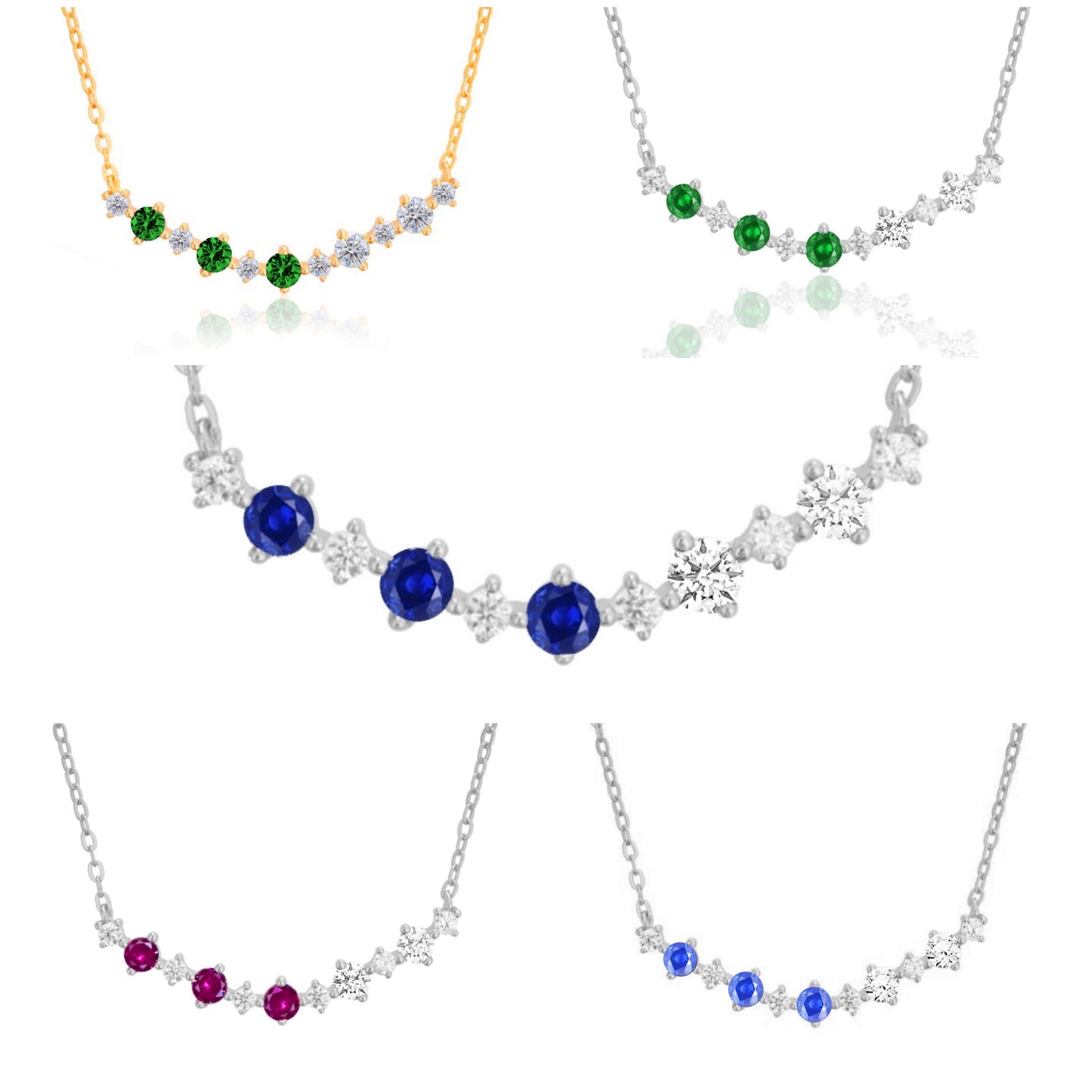 Sterling Silver Colorful Rounded Bar Necklace