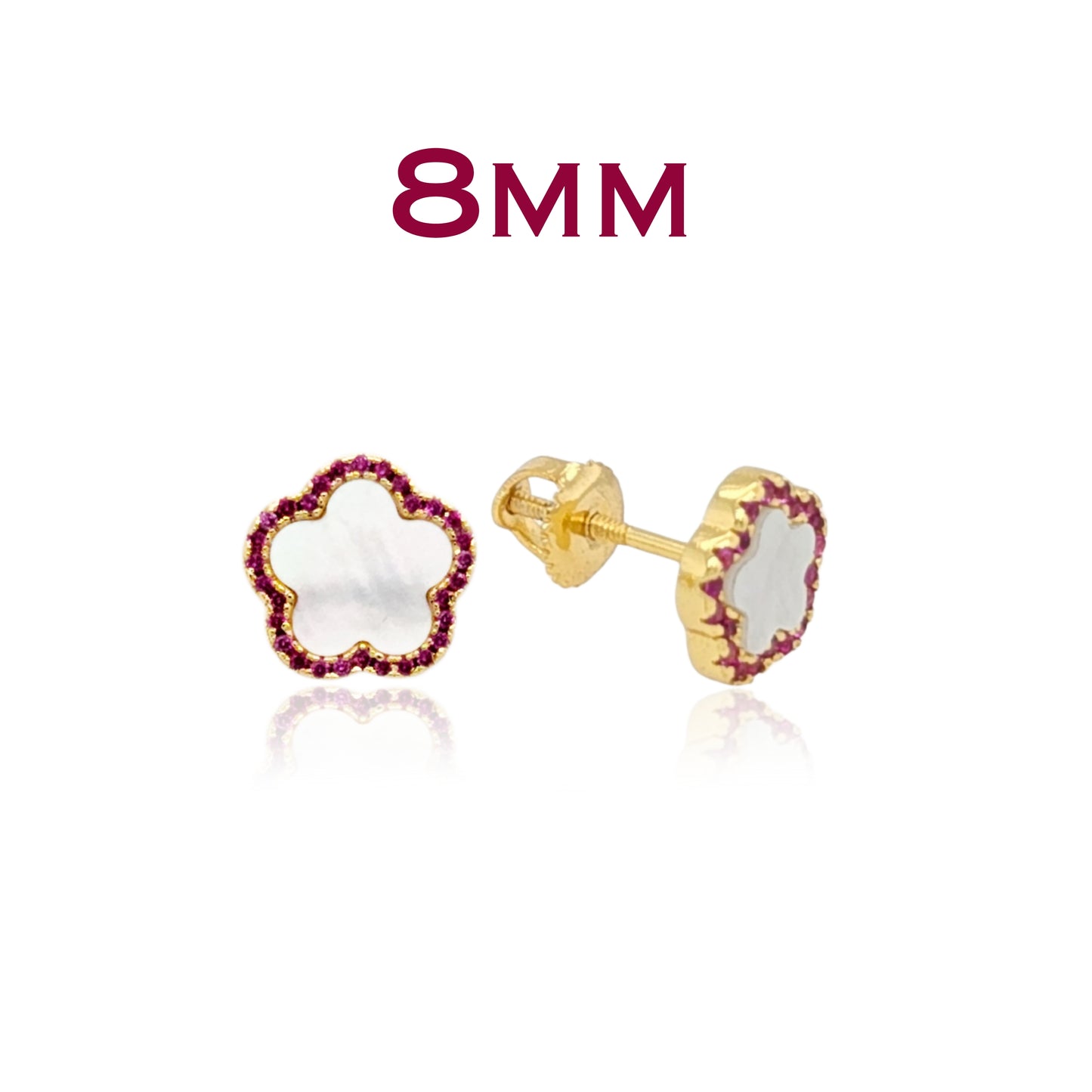 Surgical Steel Mother of Pearl CZ Outline Flower Stud Earring