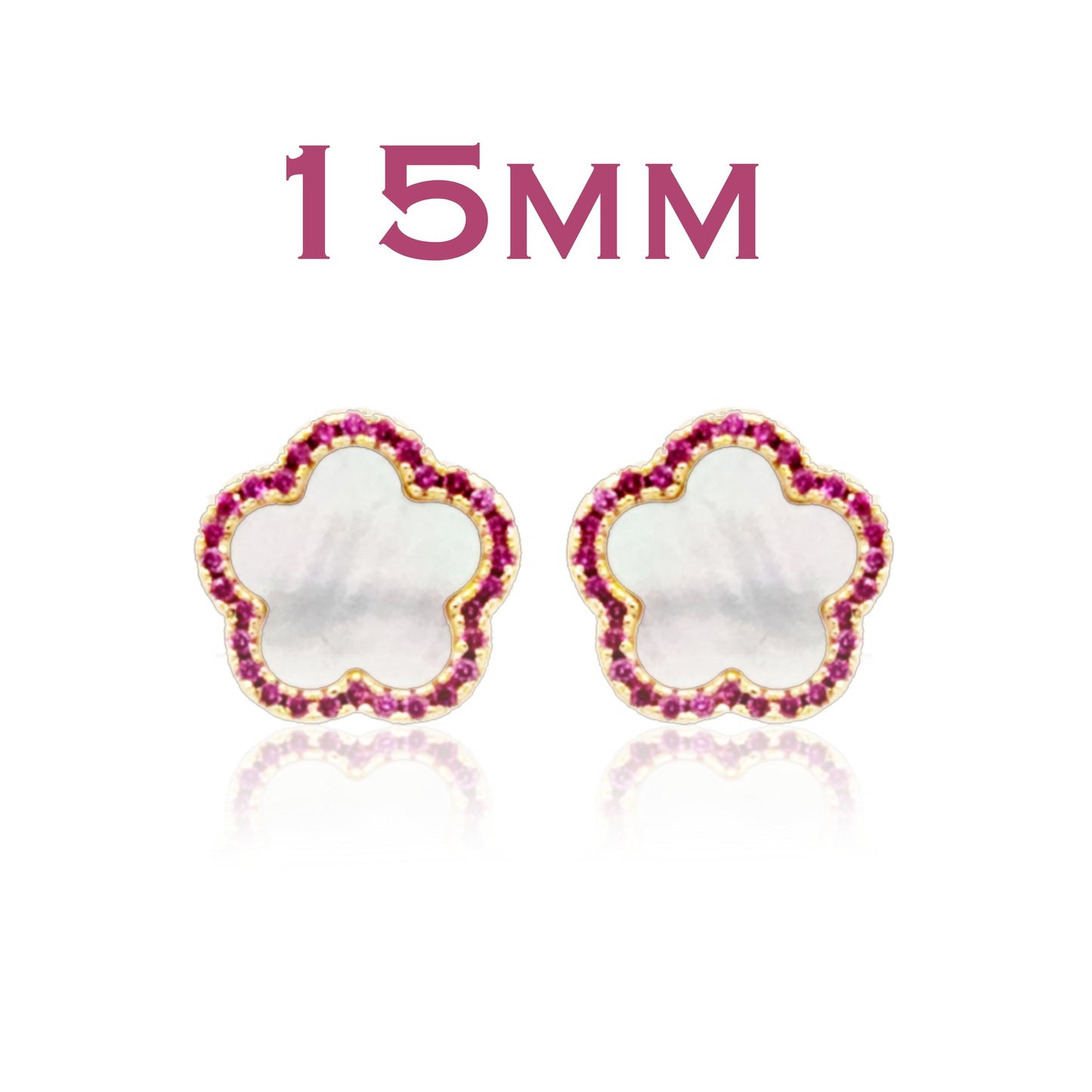 Surgical Steel Mother of Pearl CZ Outline Flower Stud Earring