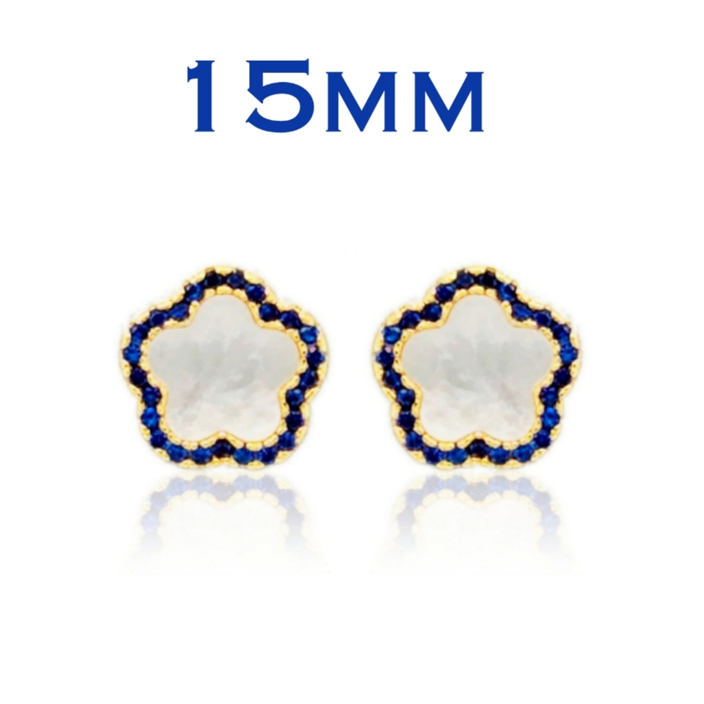Surgical Steel Mother of Pearl CZ Outline Flower Stud Earring